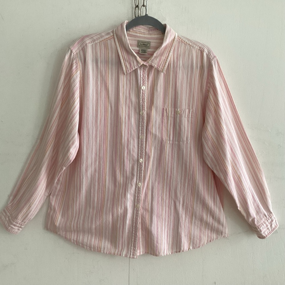 LL Bean Cotton Pink/ Apricot Striped Button-Up Shirt
XL